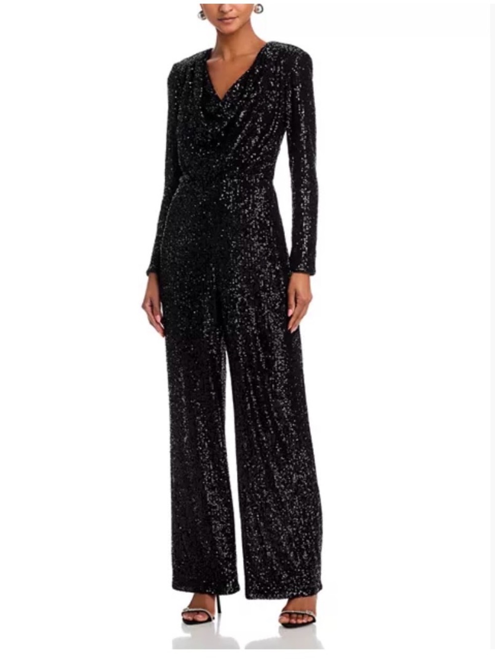 Eliza J Silver Sequin Wrap Jumpsuit with Belt